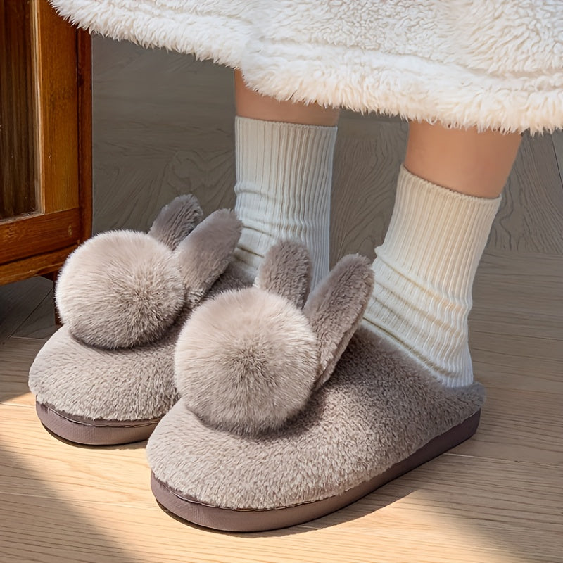 Women’s Warm Bunny Home Slippers – Thick Sole, Indoor Outdoor Wear