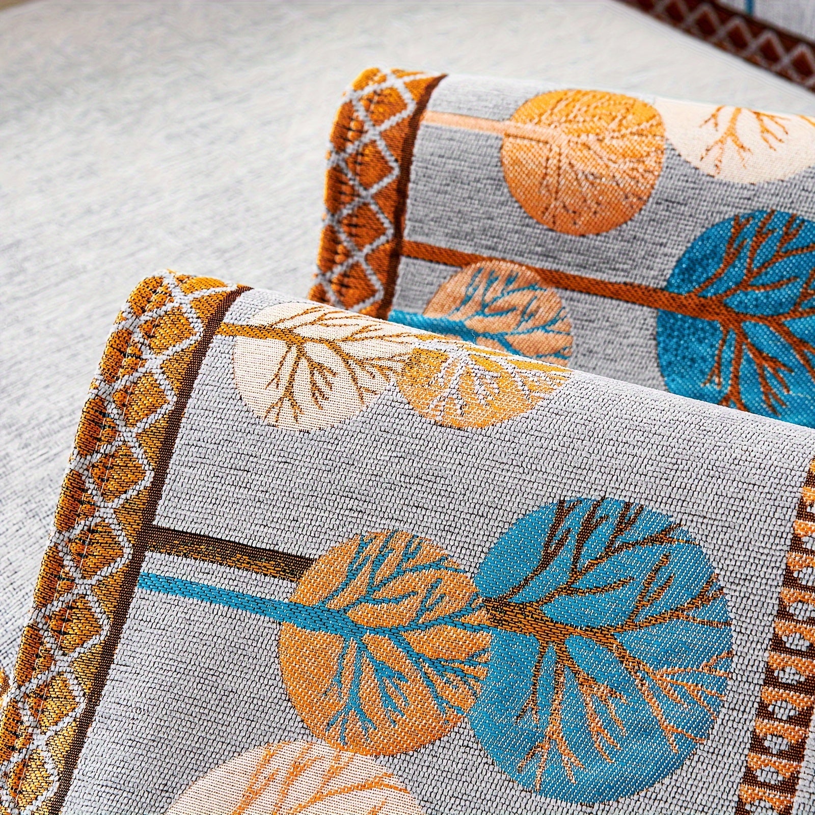 Bohemia Chenille Sofa Cover Geometric Embroidery & Pet-Friendly