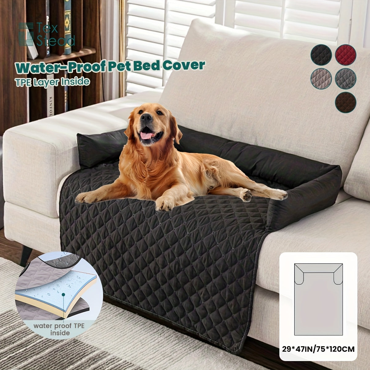 Slip-Resistant Pet Sofa Bed – Washable Couch Cover with Bolster for Dogs & Cats