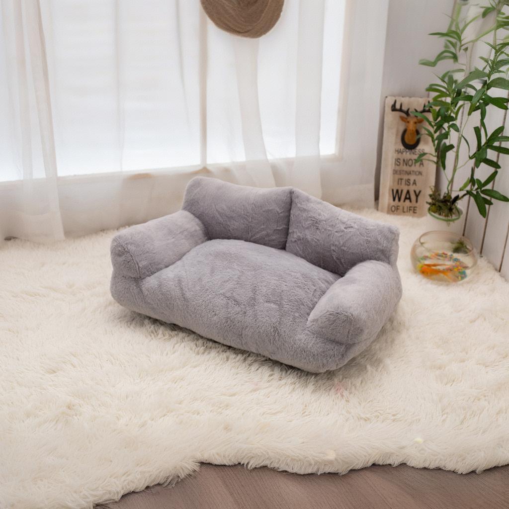 Fluffy Plush Pet Sofa Bed – Soft Calming Couch for Cats & Dogs