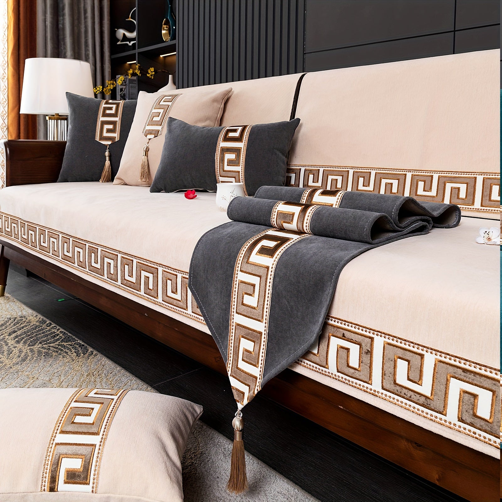 European Light Luxury Sofa Cover Cushion Nordic Snowy Design