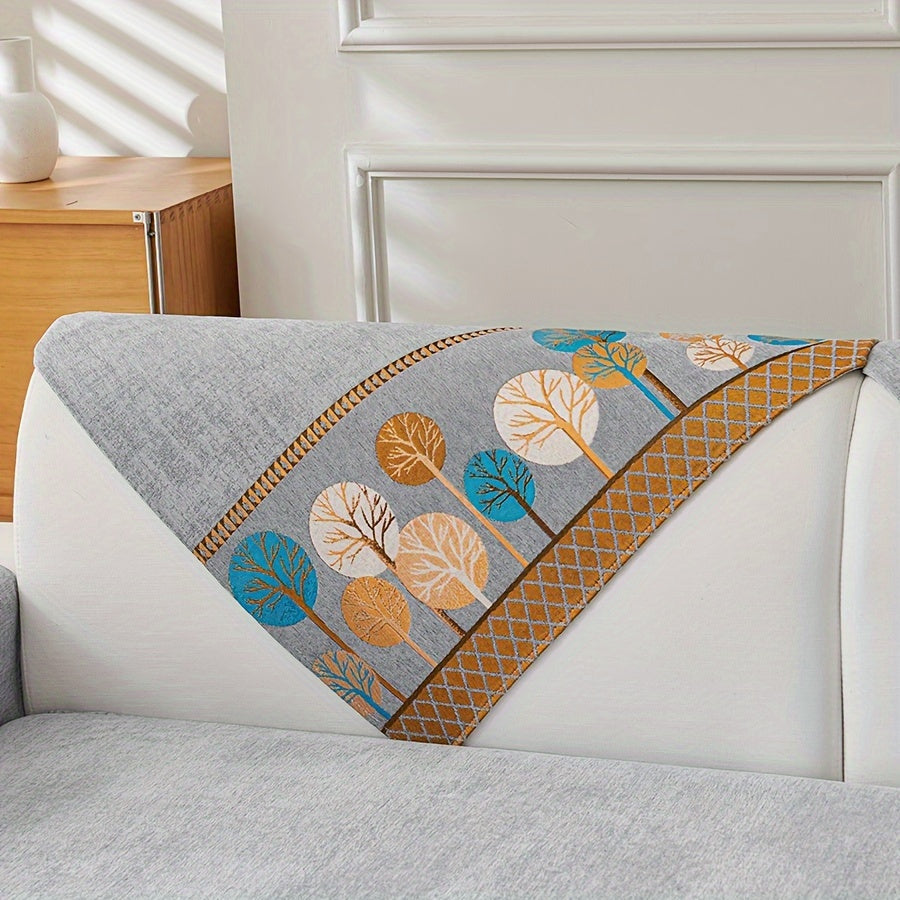 Velvet Tree Pattern Sofa Throw Pillow - Pet-Friendly 1-4 Seater, Chenille Cover