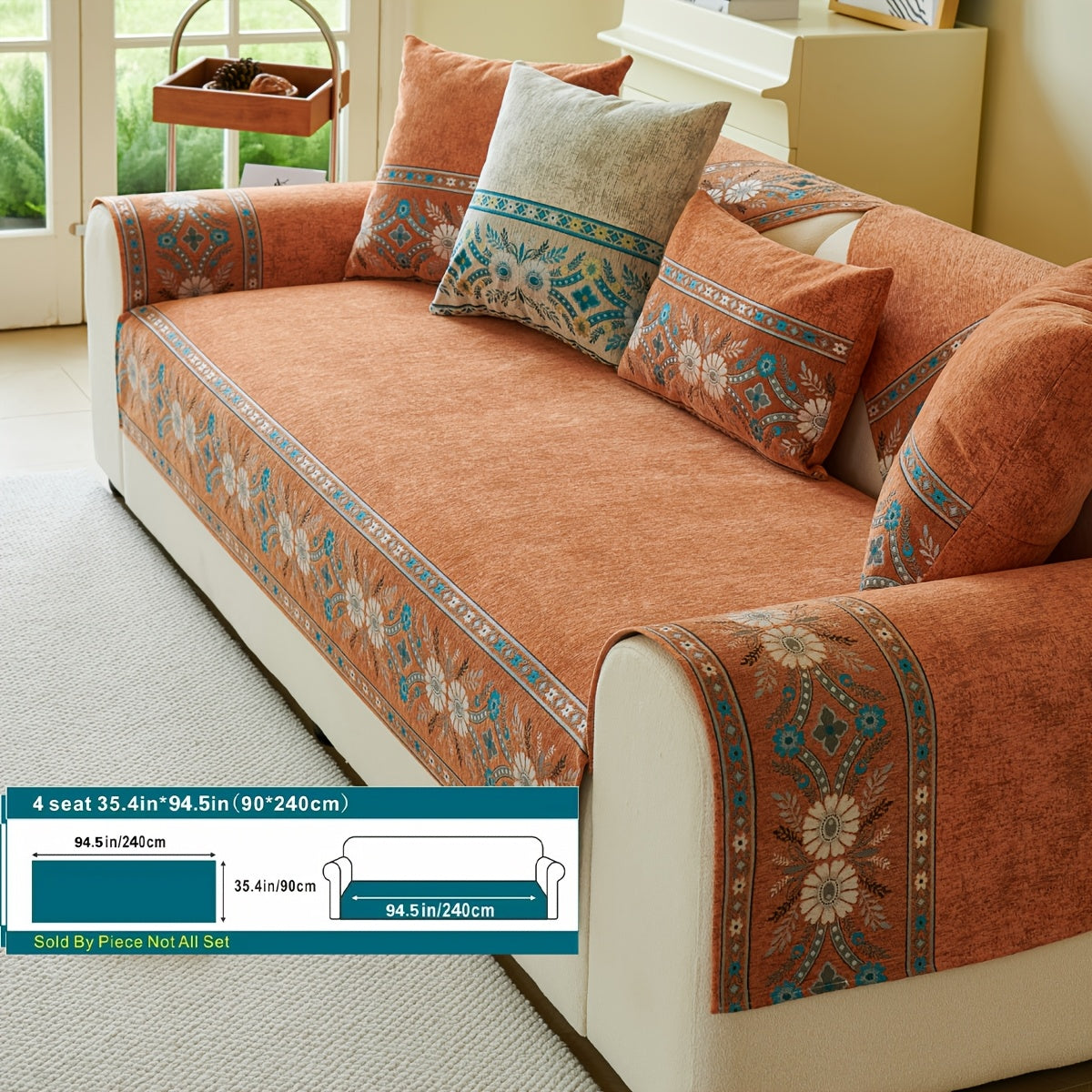 Luxury Anti-slip Venice Sofa Mat | 4-Season Chenille Sofa Cover