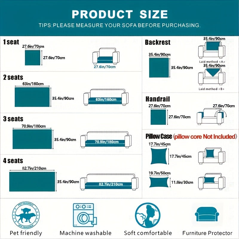 Bosimi Machine Washable Sofa Cover Plush Padded & Non-Slip