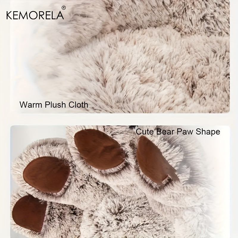 KEMORELA Bear Paw Plush Pet Bed Cozy Cat & Dog Bed for Small Pets