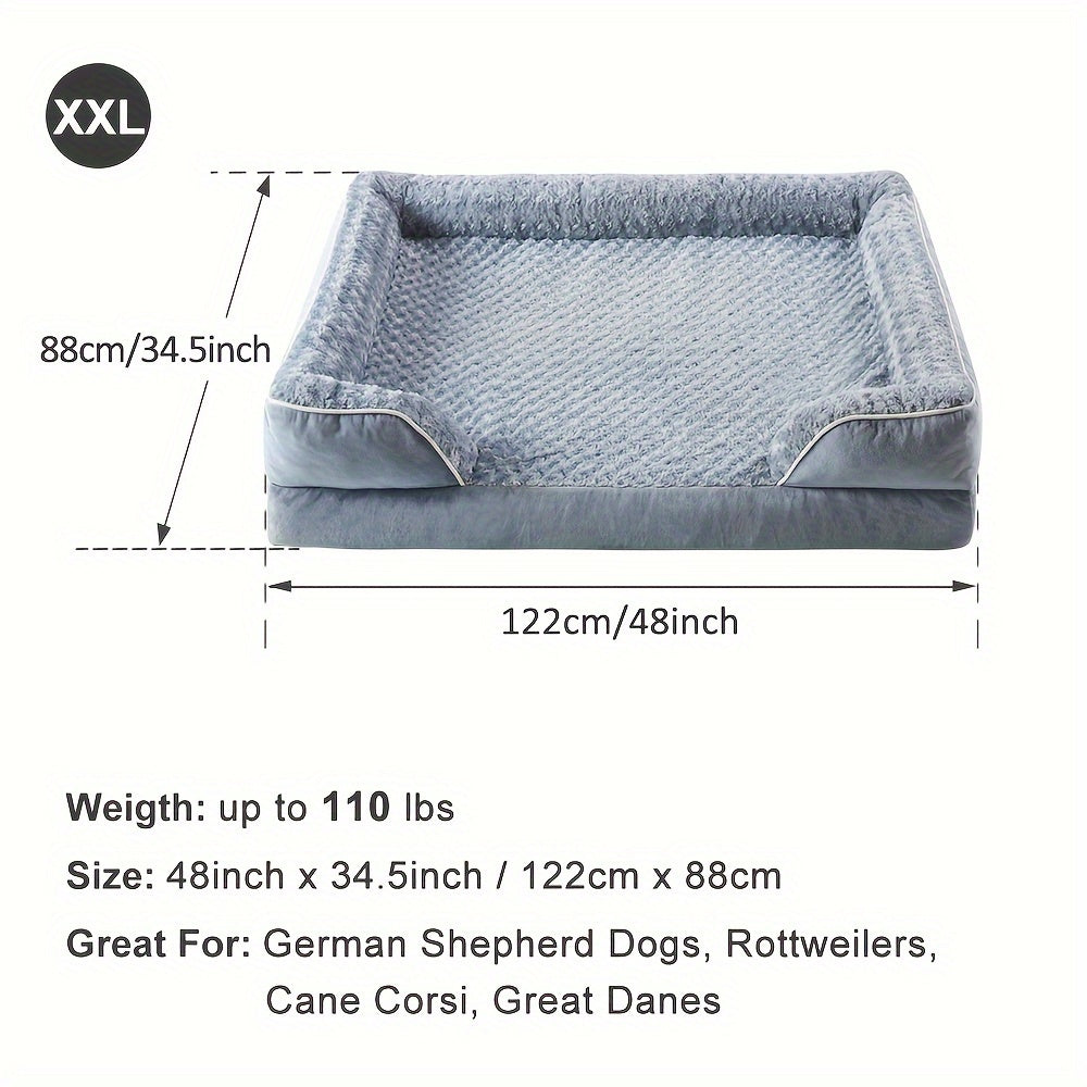Jumbo Orthopedic Dog Bed – Bolster Sofa for Giant Breeds, Waterproof & Supportive