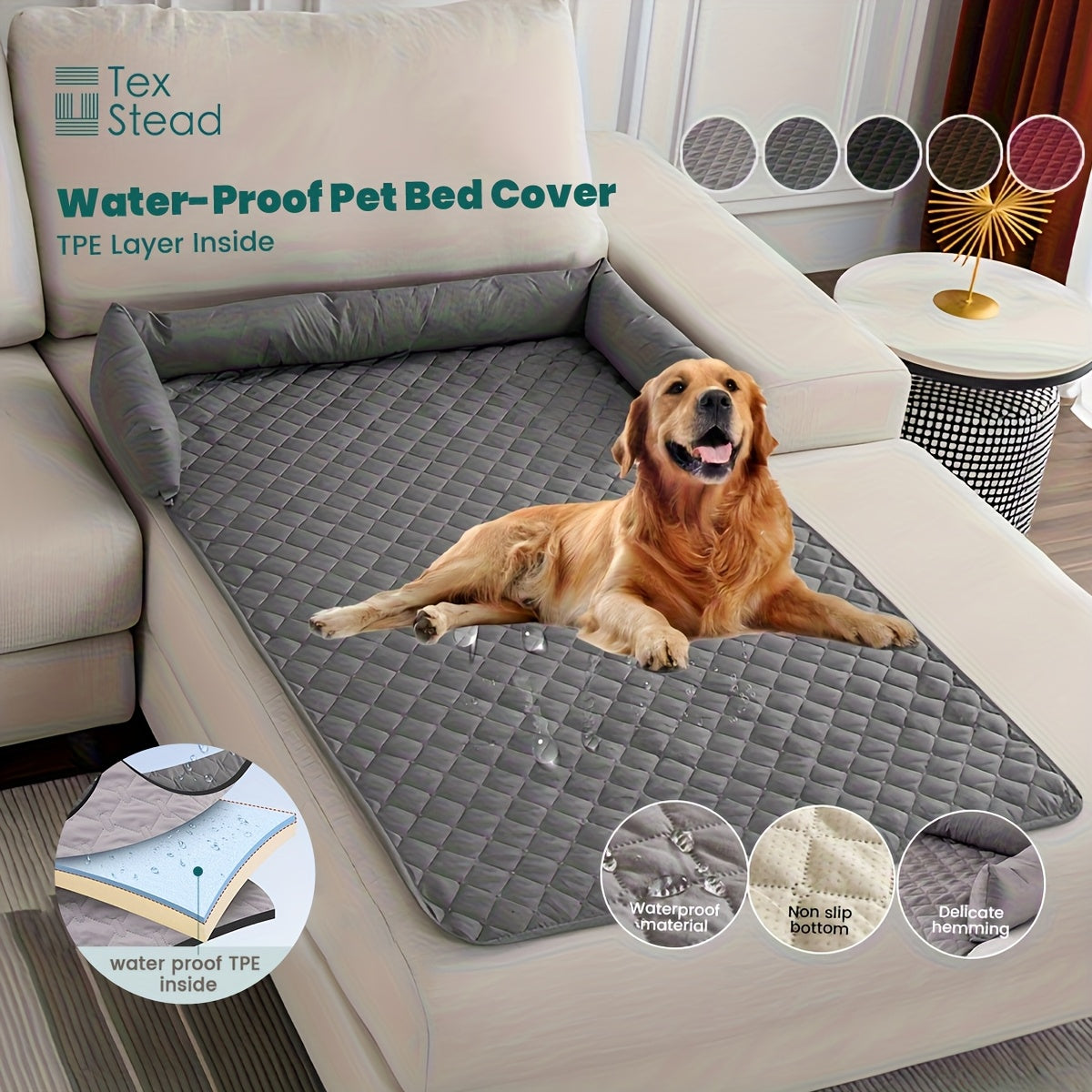 Slip-Resistant Pet Sofa Bed – Washable Couch Cover with Bolster for Dogs & Cats