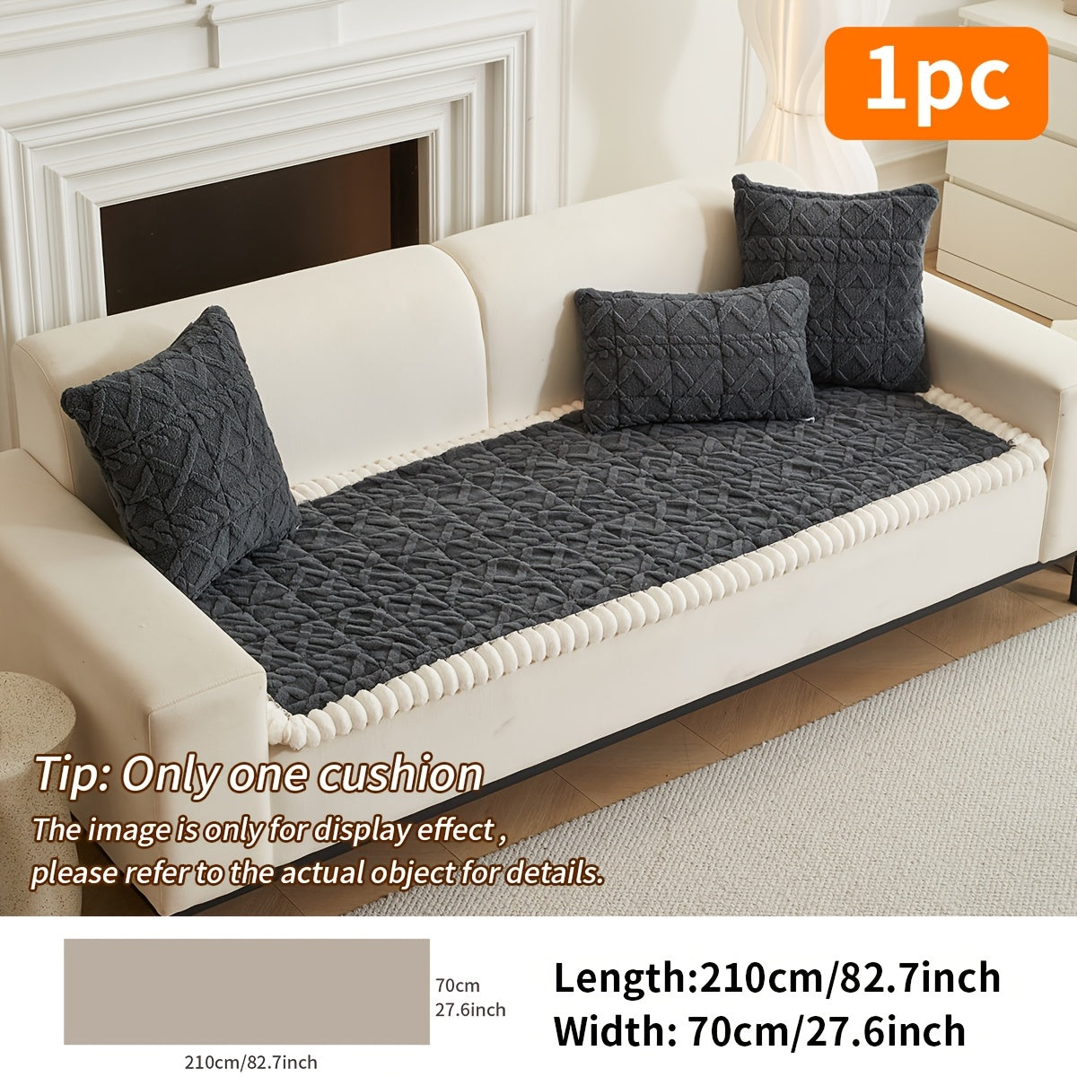 Soft Quilted Sofa Cushion – Thick Polyester, Warm for Autumn & Winter, 2–4 Seater