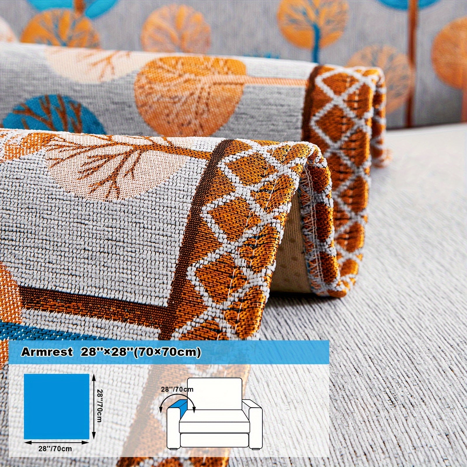 Bohemia Chenille Sofa Cover Geometric Embroidery & Pet-Friendly