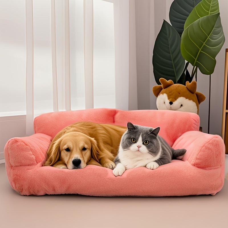 Fluffy Plush Pet Sofa Bed – Soft Calming Couch for Cats & Dogs
