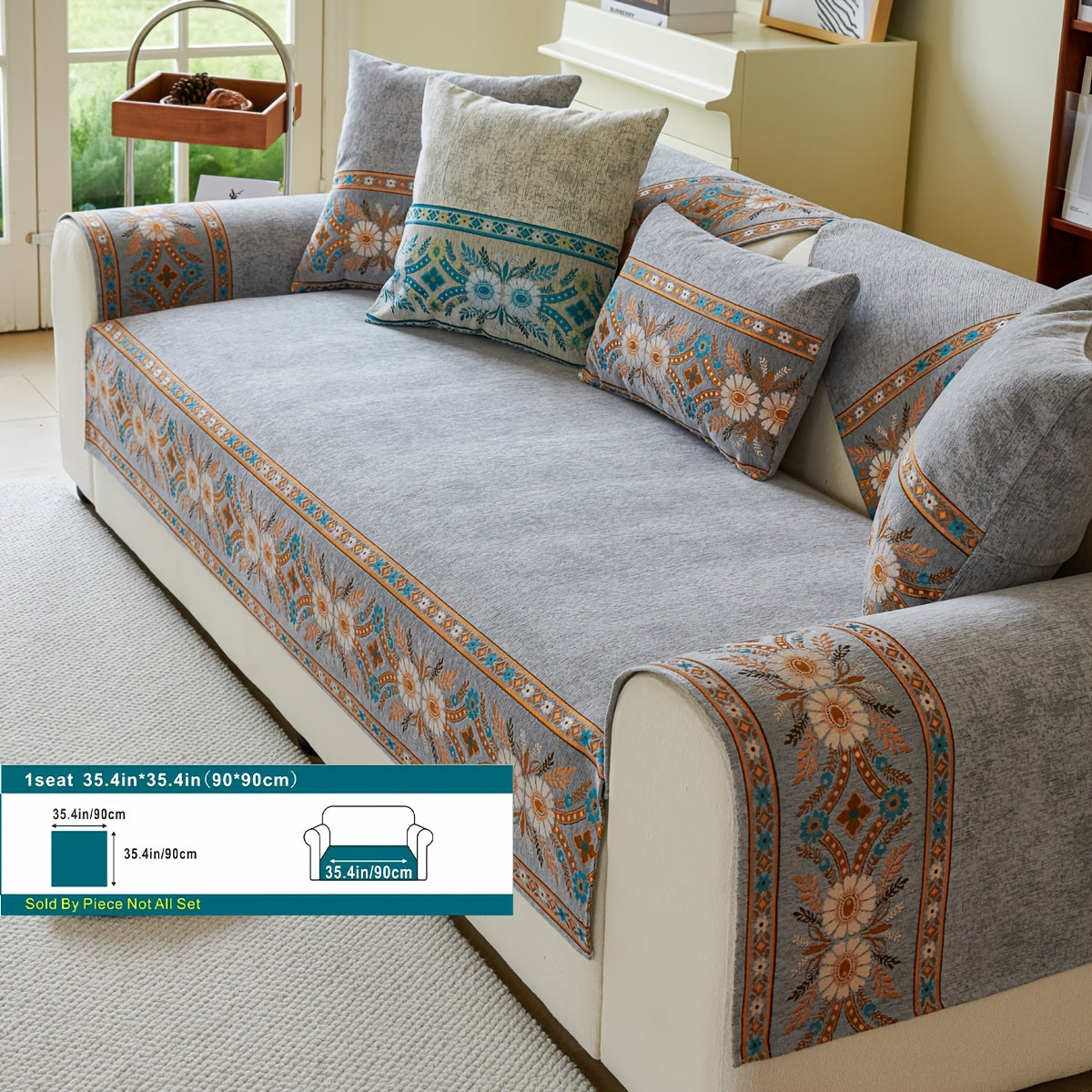 Luxury Anti-slip Venice Sofa Mat | 4-Season Chenille Sofa Cover