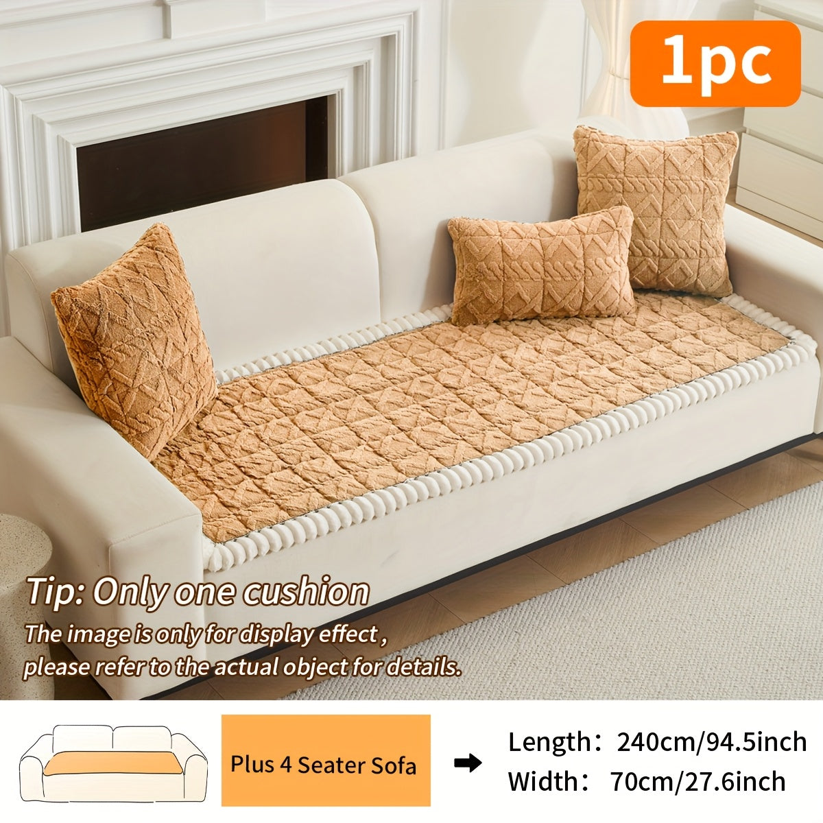 Soft Quilted Sofa Cushion – Thick Polyester, Warm for Autumn & Winter, 2–4 Seater
