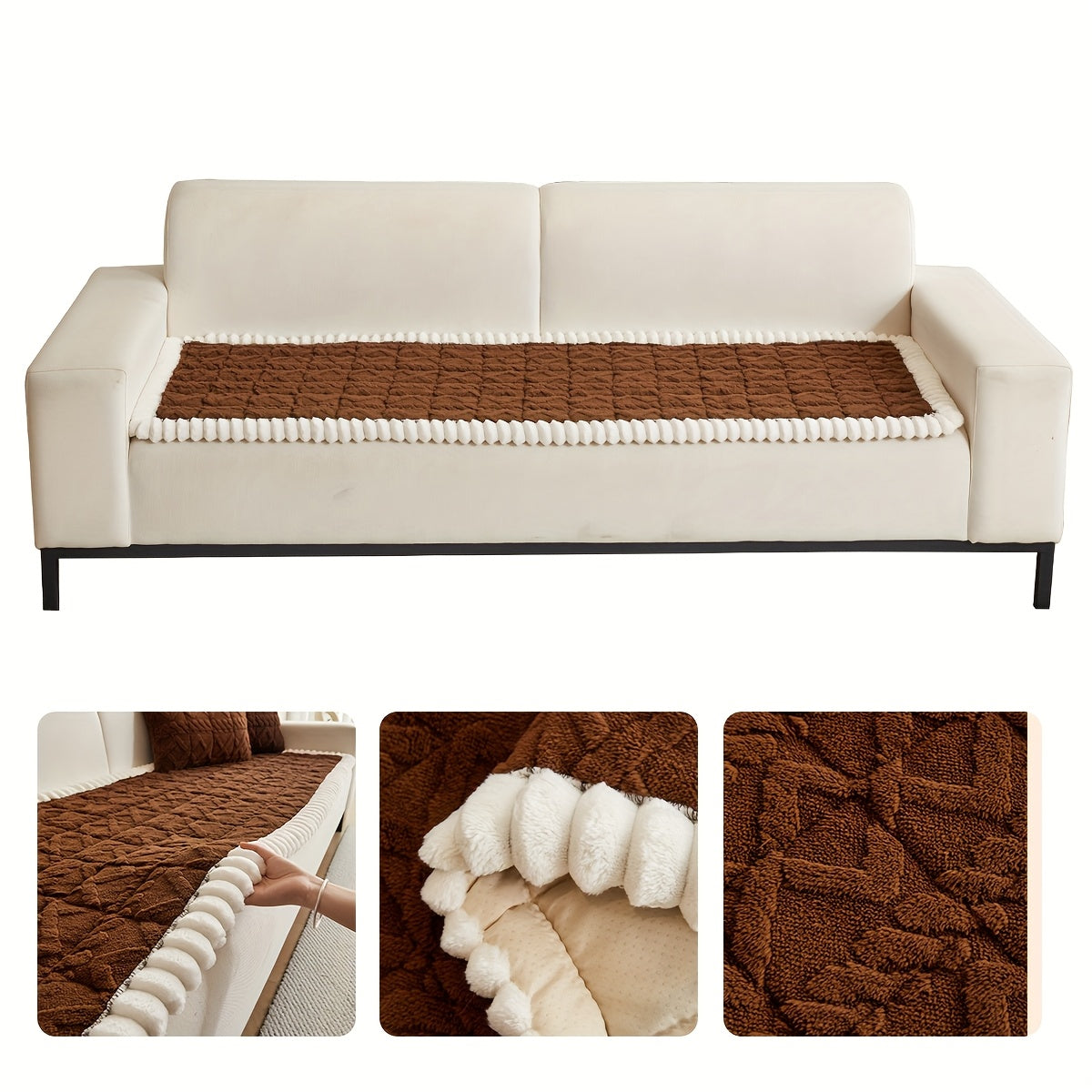 Soft Quilted Sofa Cushion – Thick Polyester, Warm for Autumn & Winter, 2–4 Seater