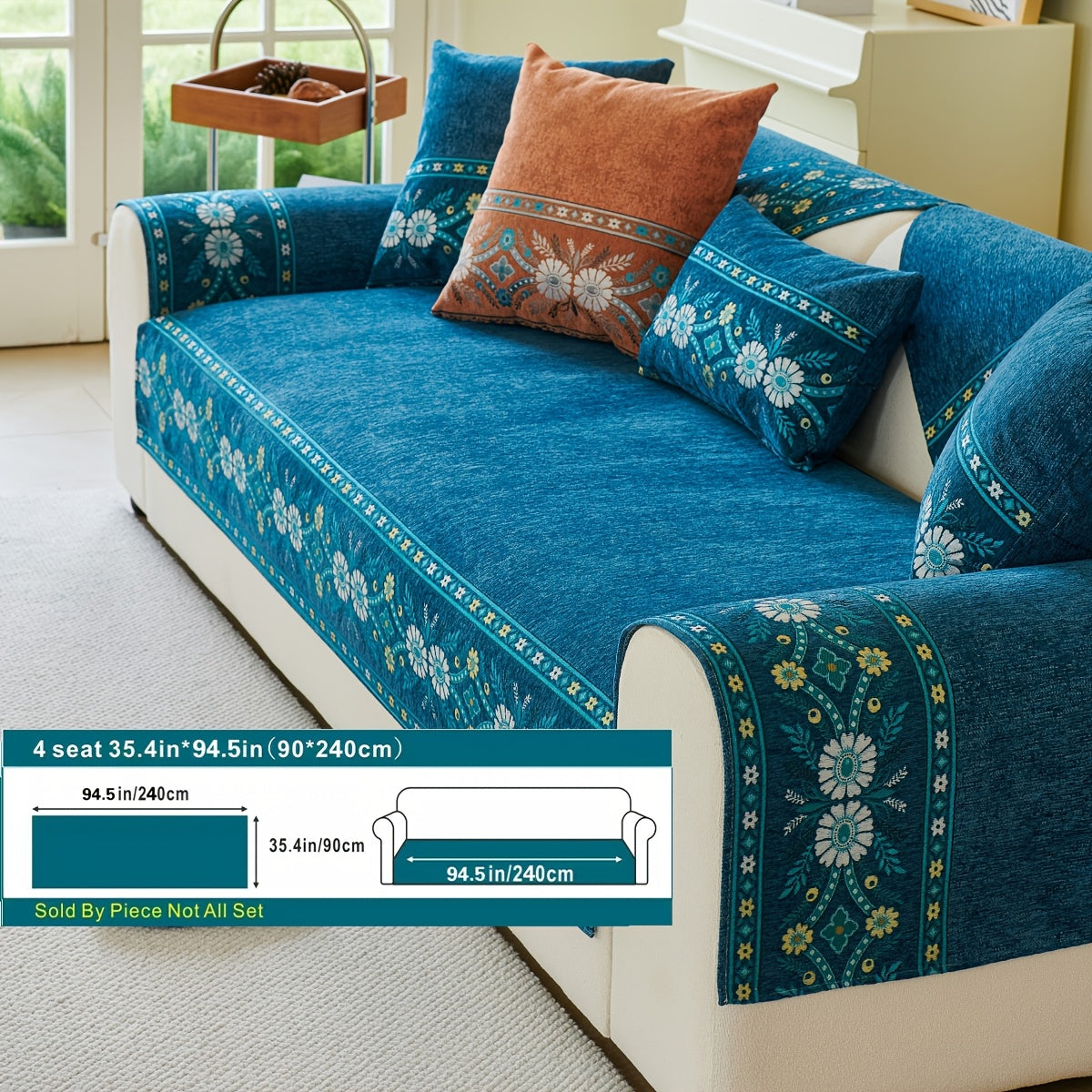 Luxury Anti-slip Venice Sofa Mat | 4-Season Chenille Sofa Cover