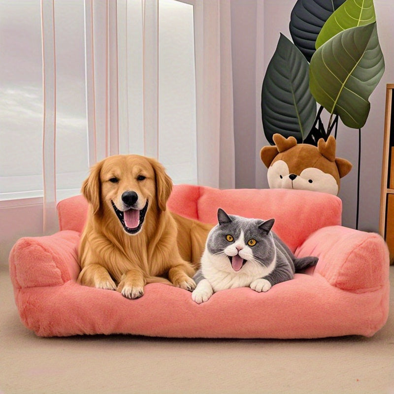 Fluffy Plush Pet Sofa Bed – Soft Calming Couch for Cats & Dogs