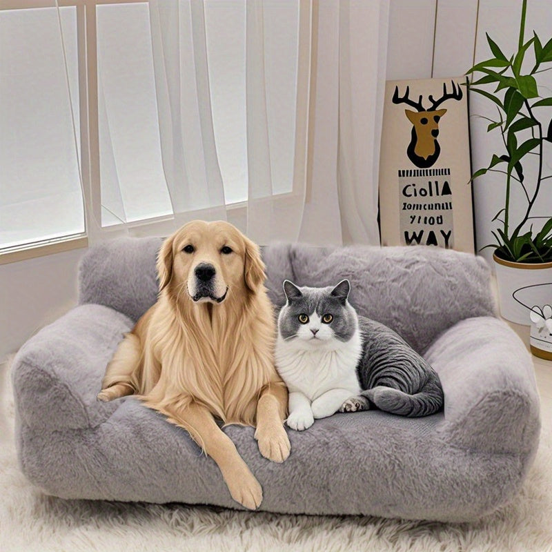 Fluffy Plush Pet Sofa Bed – Soft Calming Couch for Cats & Dogs