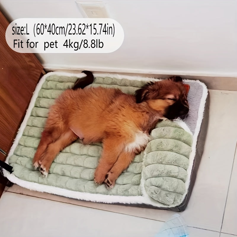 Four Seasons Dog Mat Washable Winter Sleeping Pad for Dogs, Green Soft Spinal Protection
