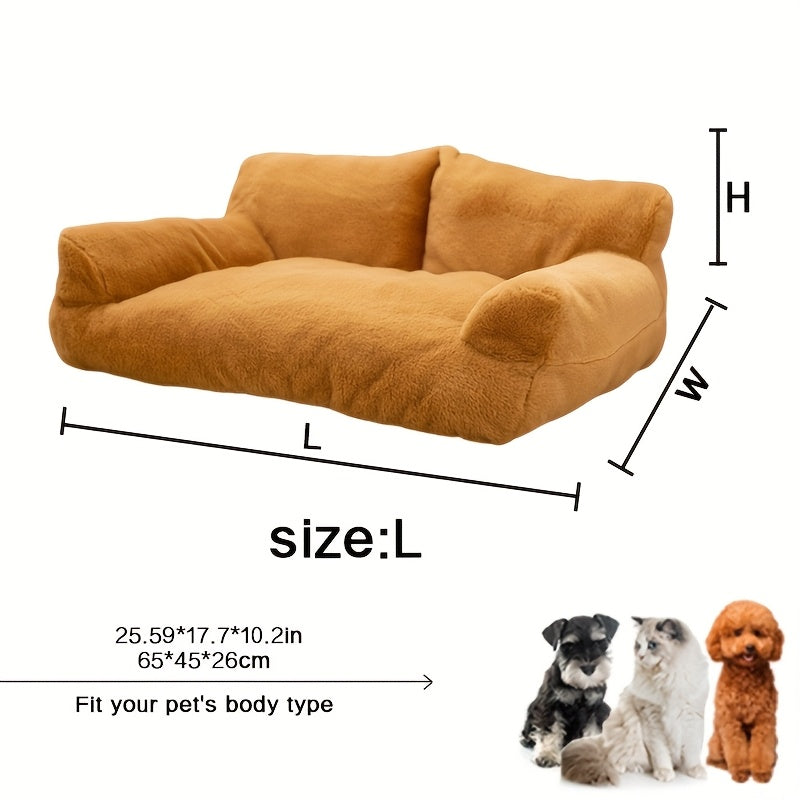 Fluffy Plush Pet Sofa Bed – Soft Calming Couch for Cats & Dogs