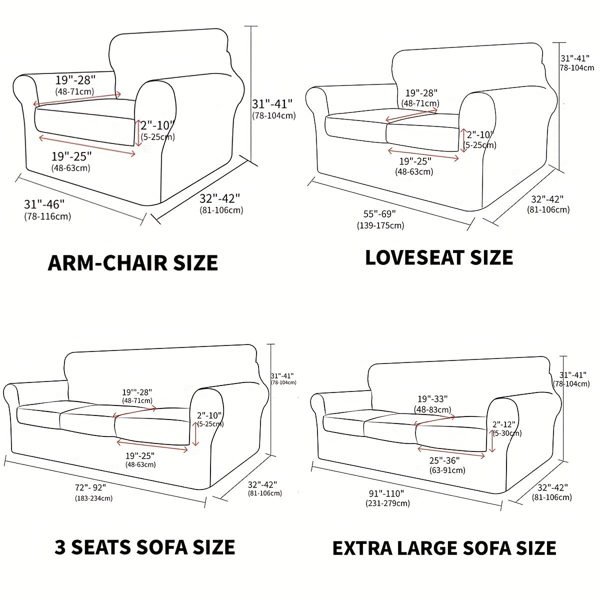 Elastic Sofa Cover Set – Soft 2/3/4PCS Slipcovers for Living Room, Office