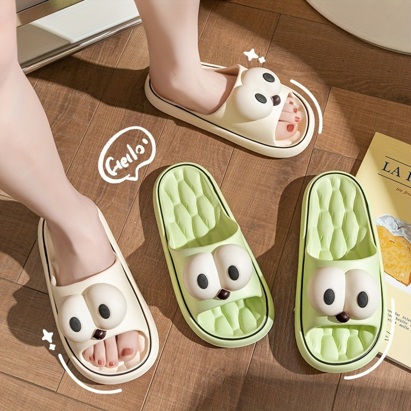 Women’s Comfortable EVA Flip-Flops – Soft, Playful Face Design for Home & Beach