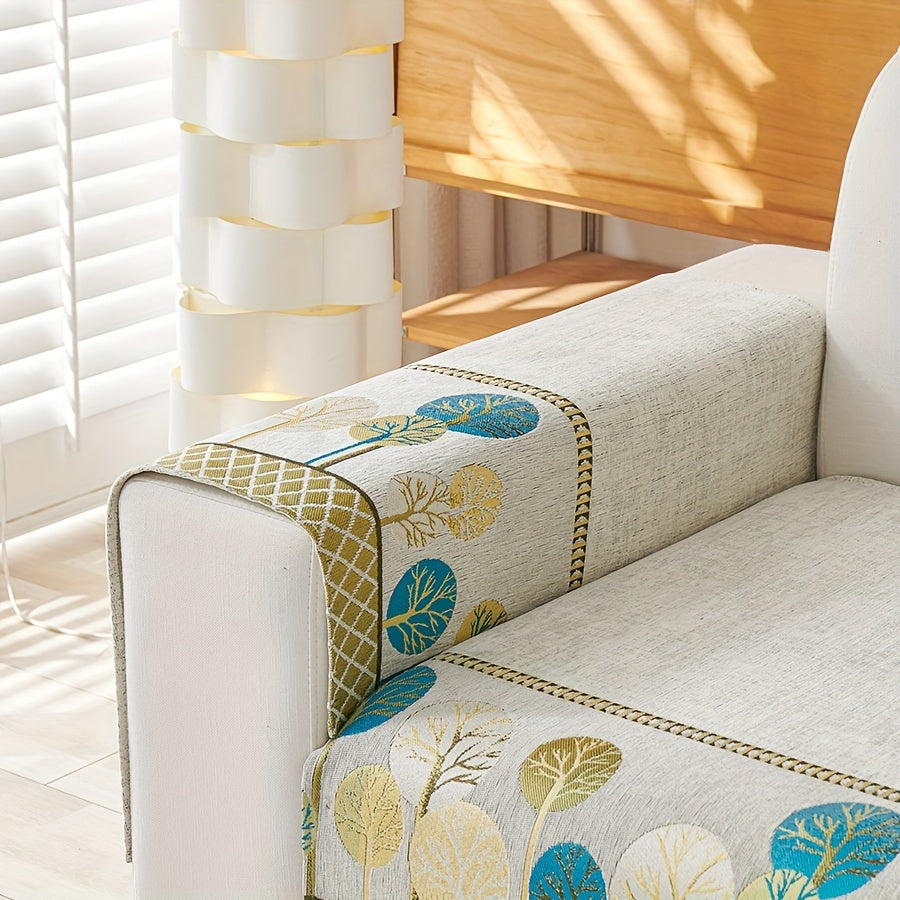 Velvet Tree Pattern Sofa Throw Pillow - Pet-Friendly 1-4 Seater, Chenille Cover