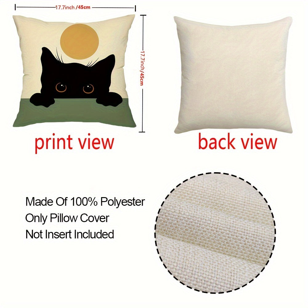 4pcs Decorative Throw Pillow Covers – 18x18 Inch, Zippered, Machine Washable, Whimsycat Design