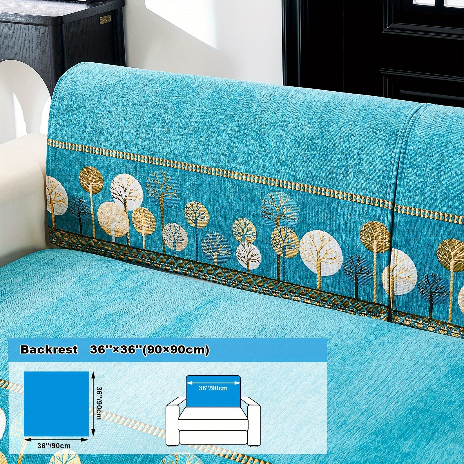 Bohemia Chenille Sofa Cover Geometric Embroidery & Pet-Friendly