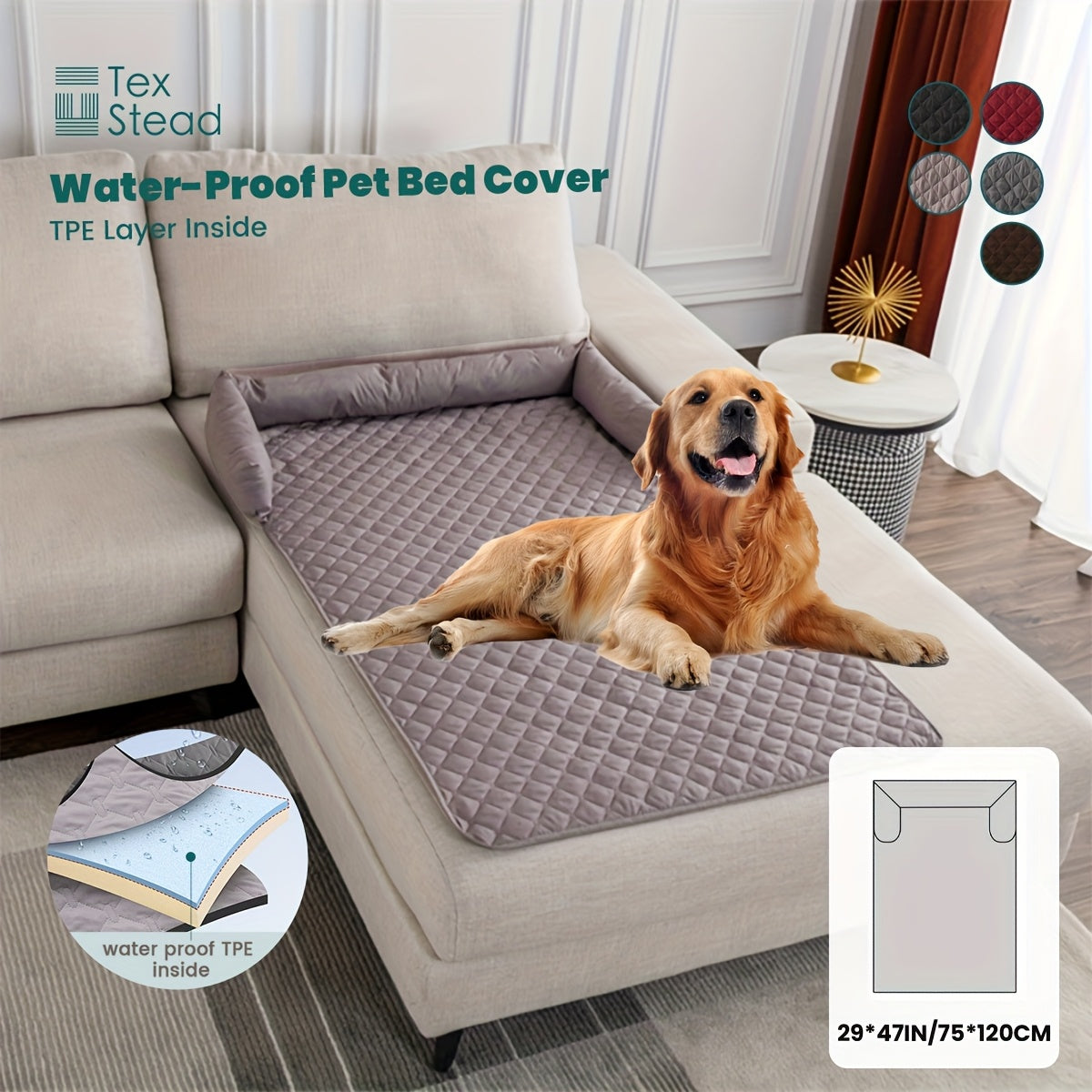 Slip-Resistant Pet Sofa Bed – Washable Couch Cover with Bolster for Dogs & Cats