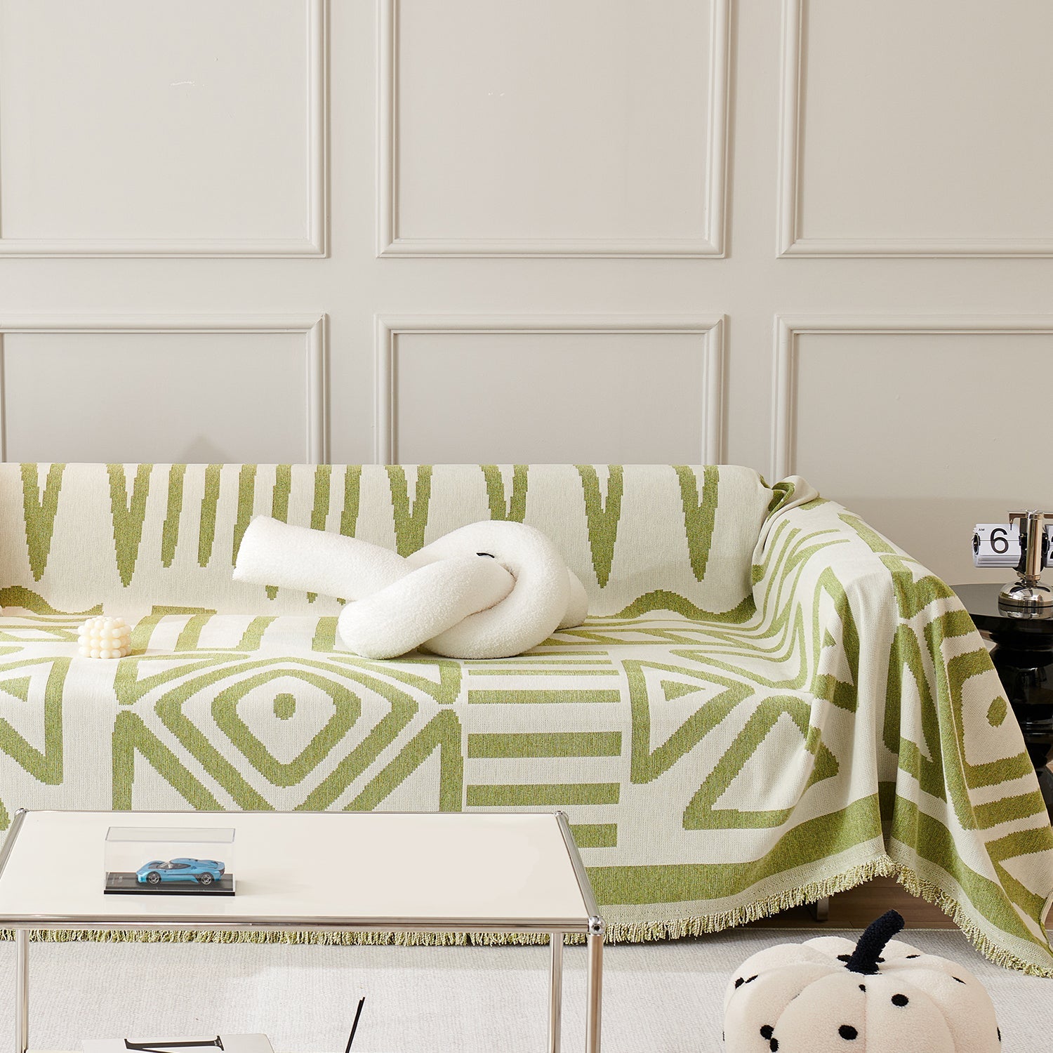 Geometric Boho Chenille Fabric Blanket Sofa Cover