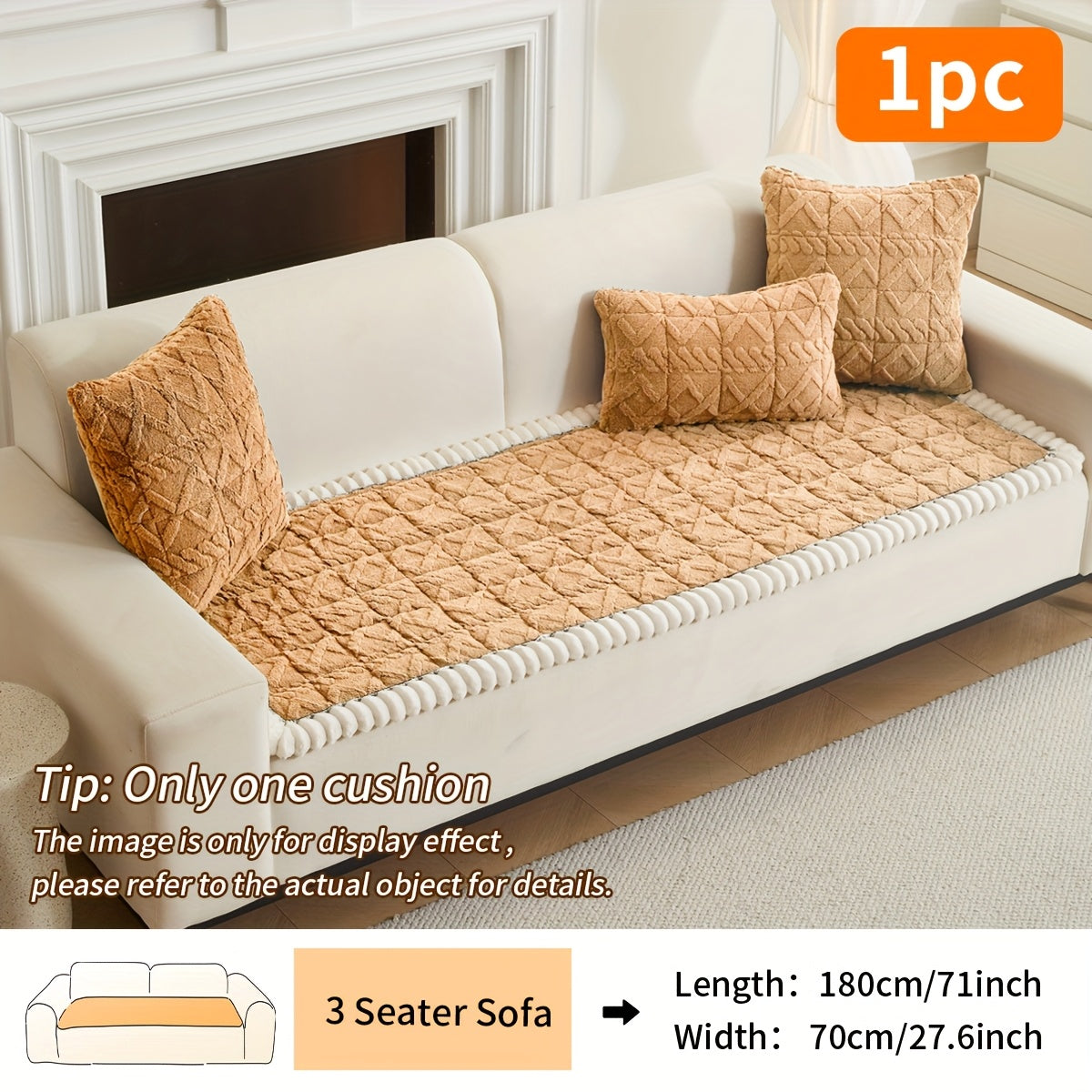 Soft Quilted Sofa Cushion – Thick Polyester, Warm for Autumn & Winter, 2–4 Seater