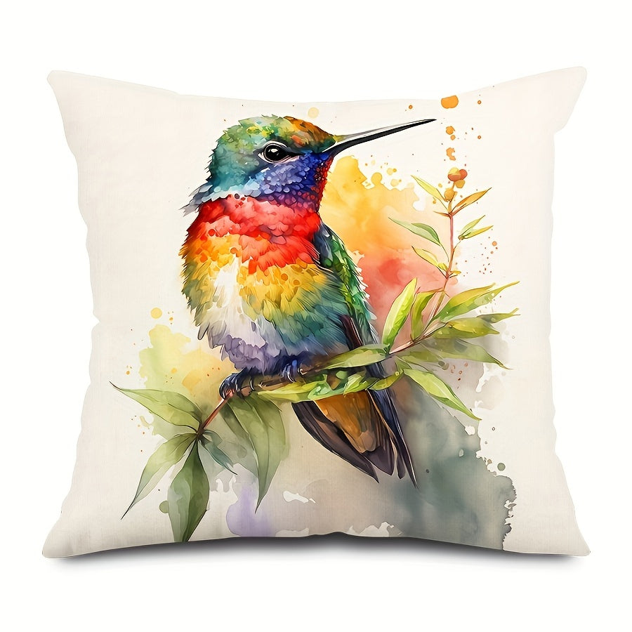 Artistic Hummingbird Pillow Covers 4-Pack 18x18" - Machine Washable Floral Design