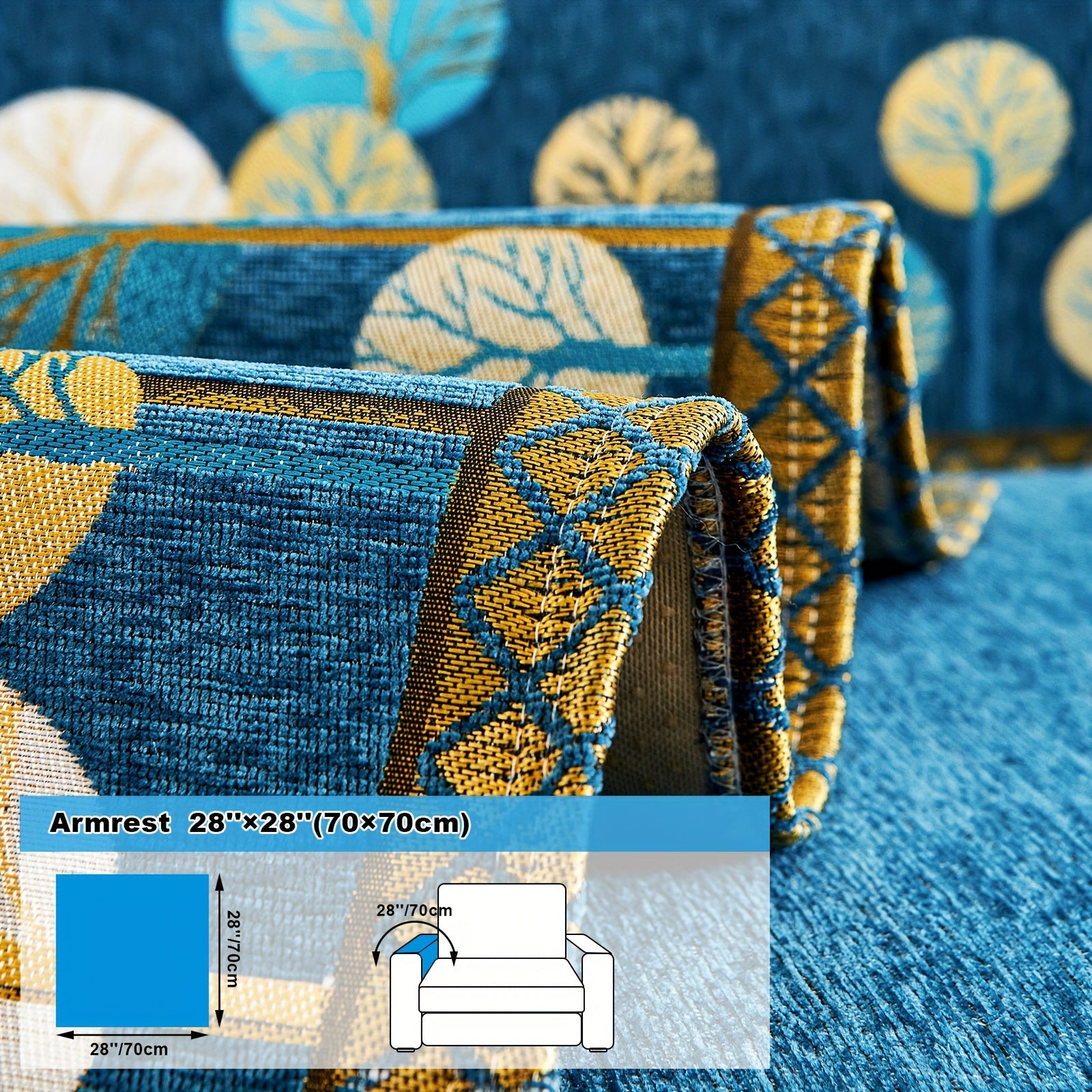 Bohemia Chenille Sofa Cover Geometric Embroidery & Pet-Friendly