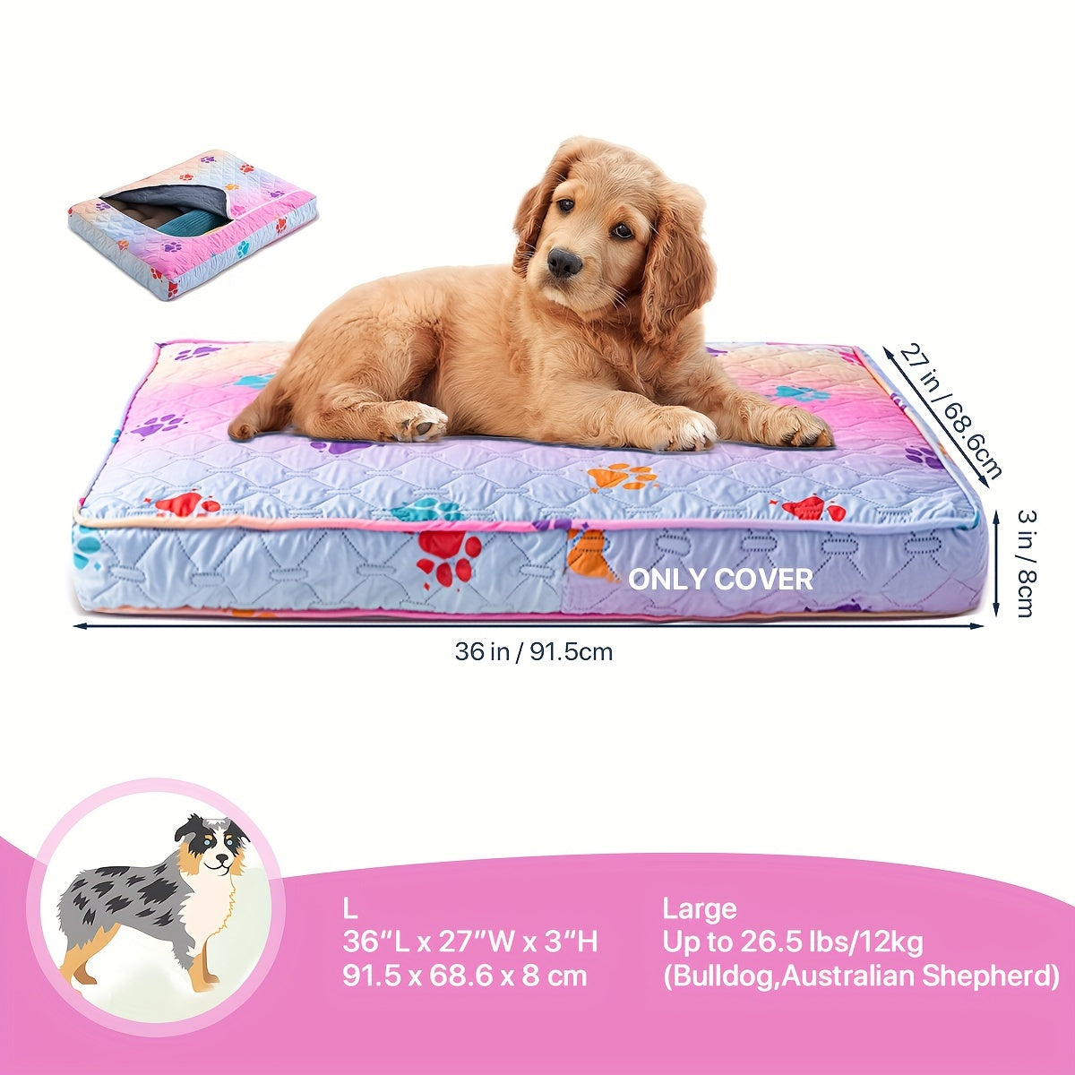 Dog Bed Protector Removable, Washable, Anti-Leak Paw Cover