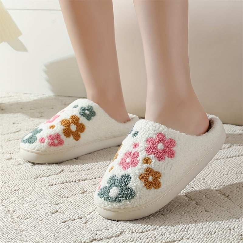 Women's Flower Slippers Winter Home Warm Slippers Home Couple Slippers