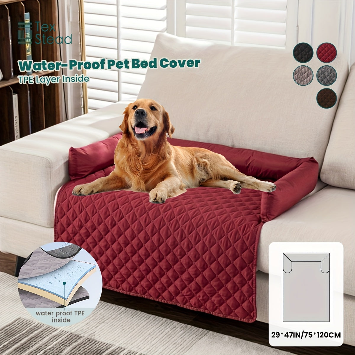 Slip-Resistant Pet Sofa Bed – Washable Couch Cover with Bolster for Dogs & Cats