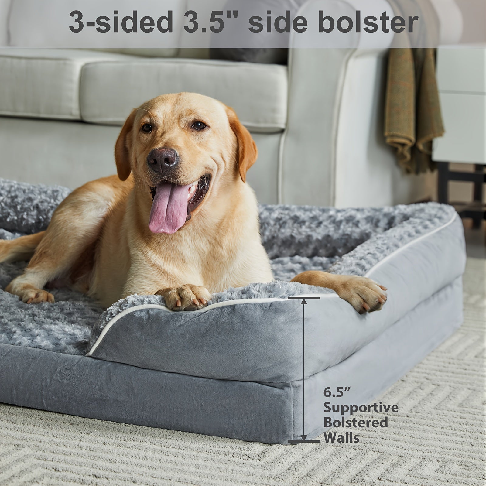 Jumbo Orthopedic Dog Bed – Bolster Sofa for Giant Breeds, Waterproof & Supportive