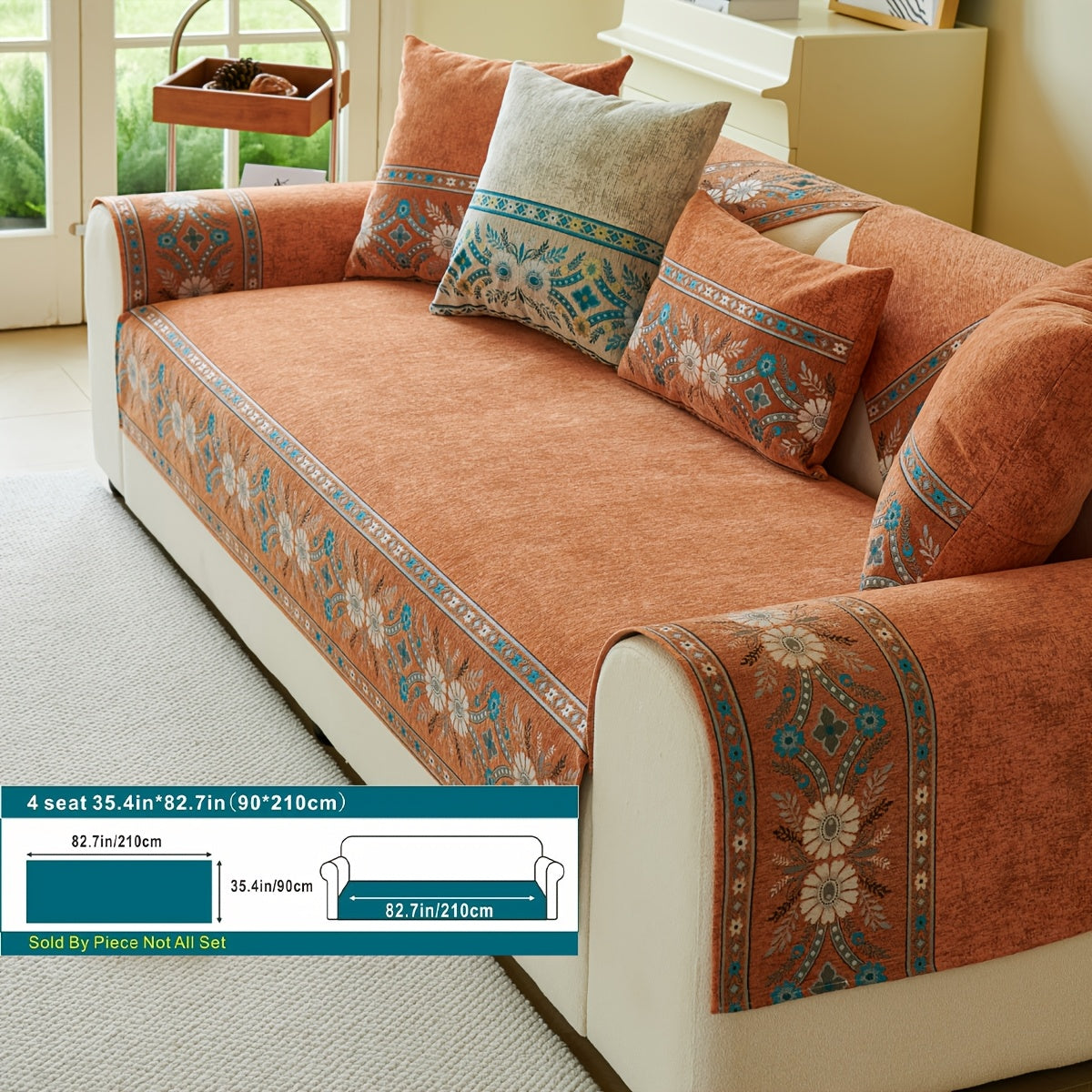 Luxury Anti-slip Venice Sofa Mat | 4-Season Chenille Sofa Cover