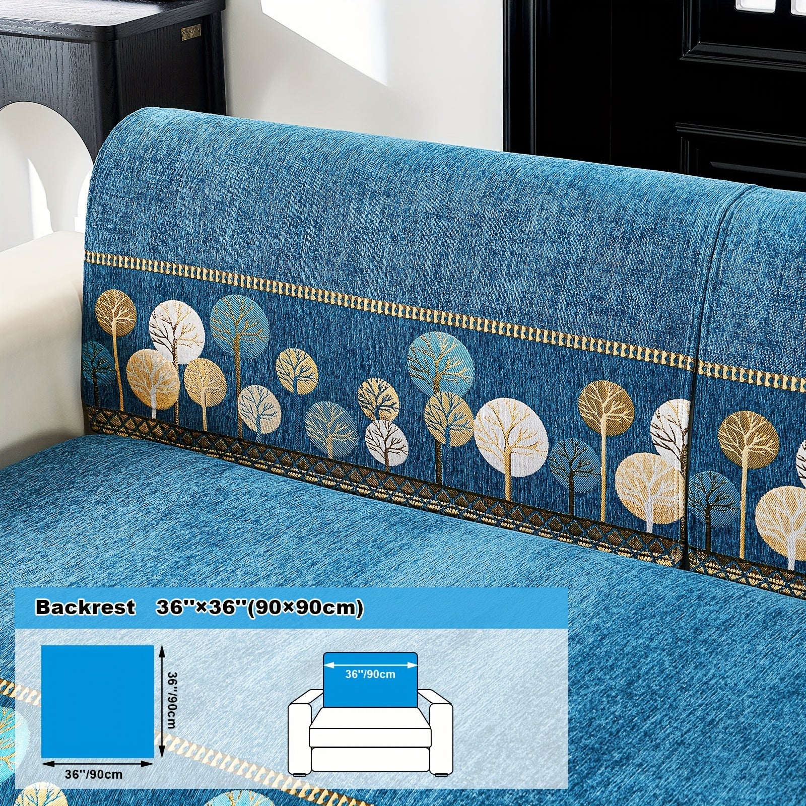 Bohemia Chenille Sofa Cover Geometric Embroidery & Pet-Friendly