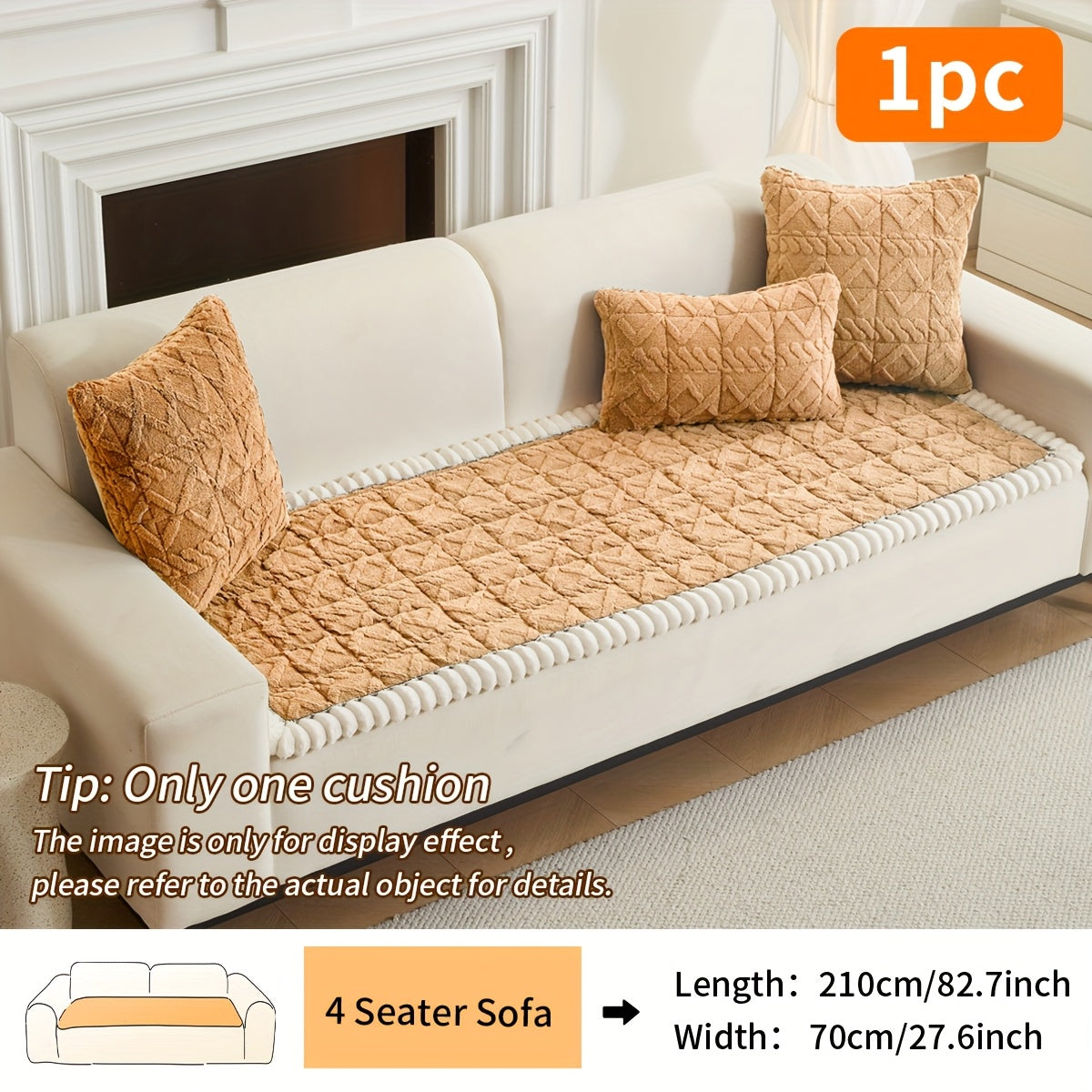 Soft Quilted Sofa Cushion – Thick Polyester, Warm for Autumn & Winter, 2–4 Seater