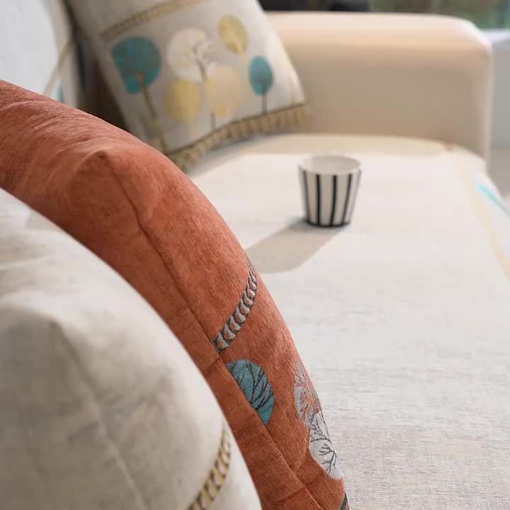 Velvet Tree Pattern Sofa Throw Pillow - Pet-Friendly 1-4 Seater, Chenille Cover
