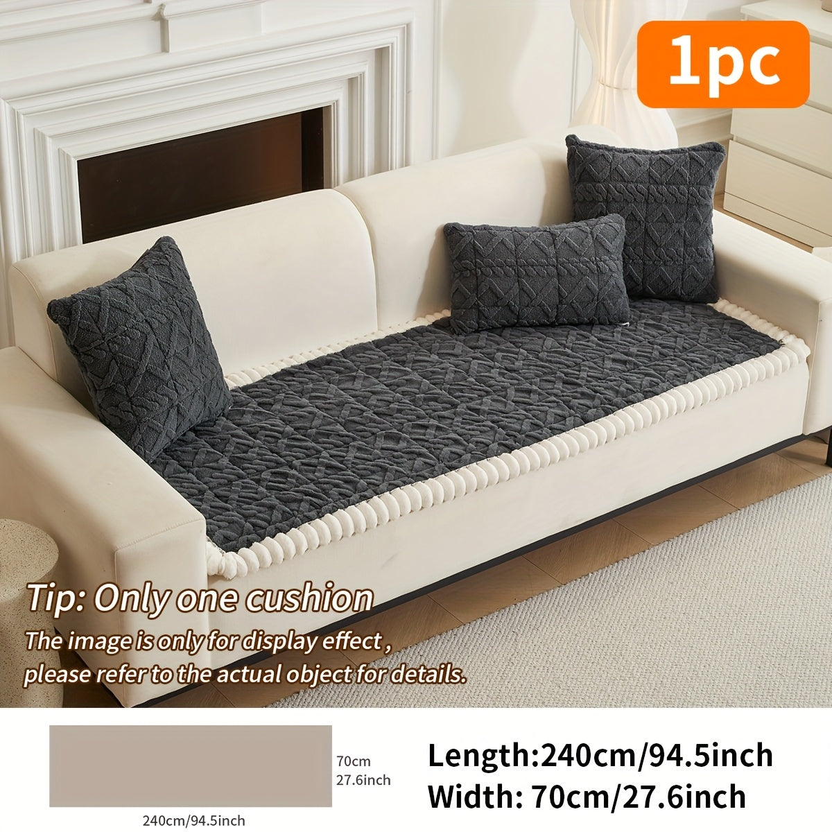 Soft Quilted Sofa Cushion – Thick Polyester, Warm for Autumn & Winter, 2–4 Seater