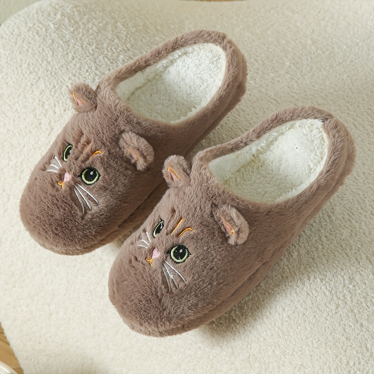 Cute Kawaii Cat Slippers for Women Lightweight Indoor House Shoes with Big Eyes & Ears