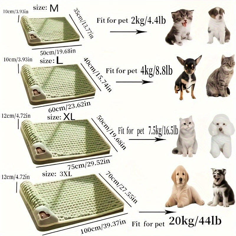 Four Seasons Dog Mat Washable Winter Sleeping Pad for Dogs, Green Soft Spinal Protection