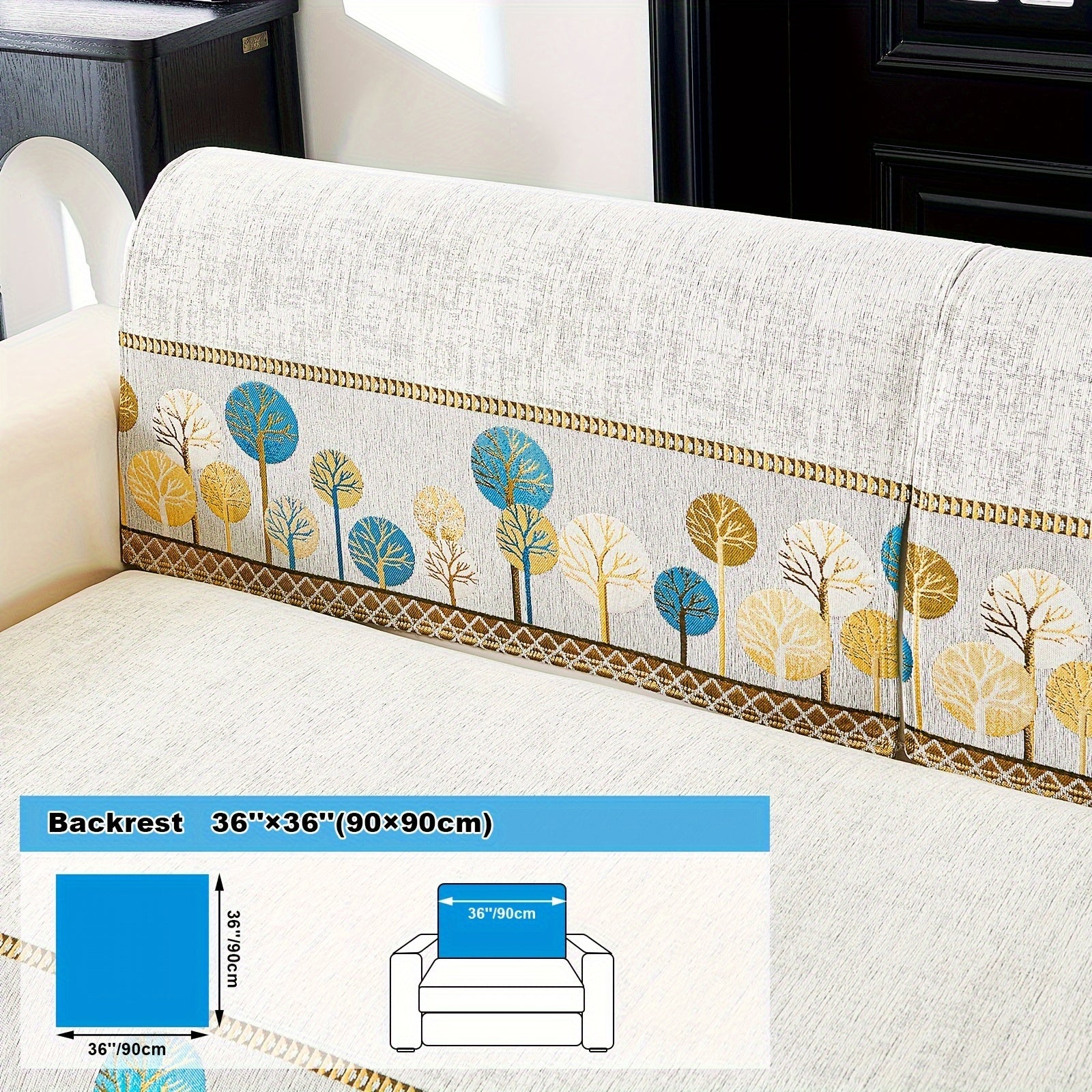 Bohemia Chenille Sofa Cover Geometric Embroidery & Pet-Friendly