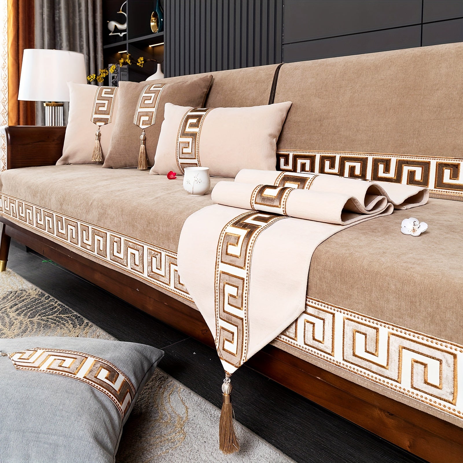 European Light Luxury Sofa Cover Cushion Nordic Snowy Design