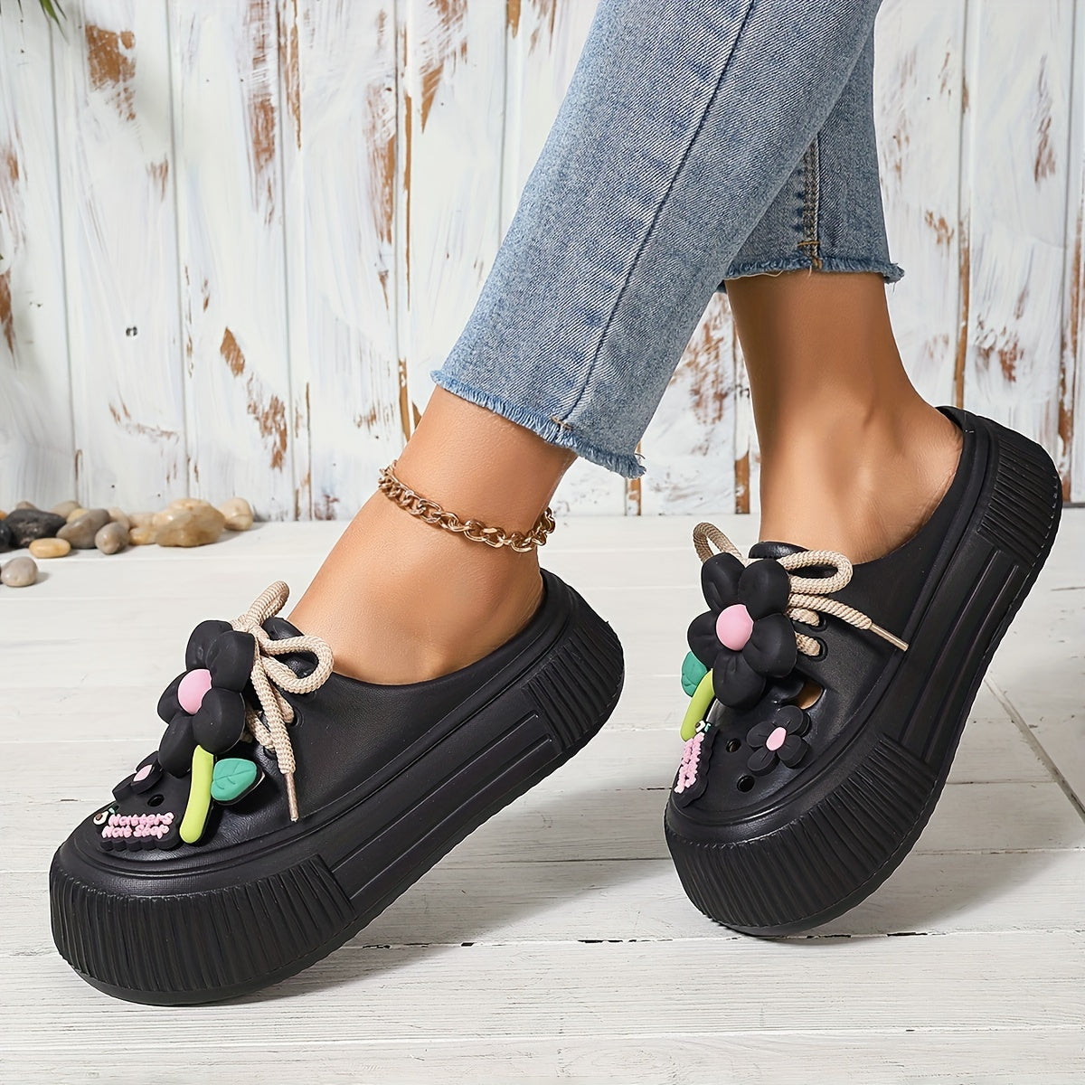 Vibrant Sunflower EVA Mules – Breathable Slip-Resistant Garden & Beach Clogs