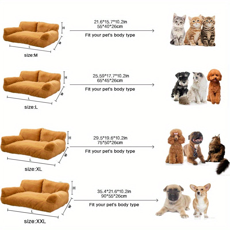 Fluffy Plush Pet Sofa Bed – Soft Calming Couch for Cats & Dogs