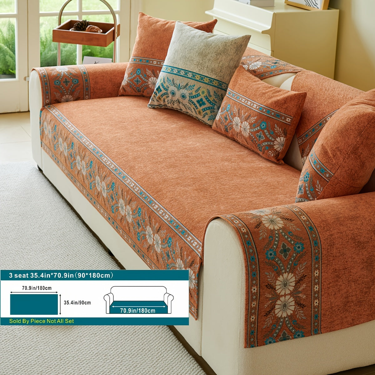 Luxury Anti-slip Venice Sofa Mat | 4-Season Chenille Sofa Cover