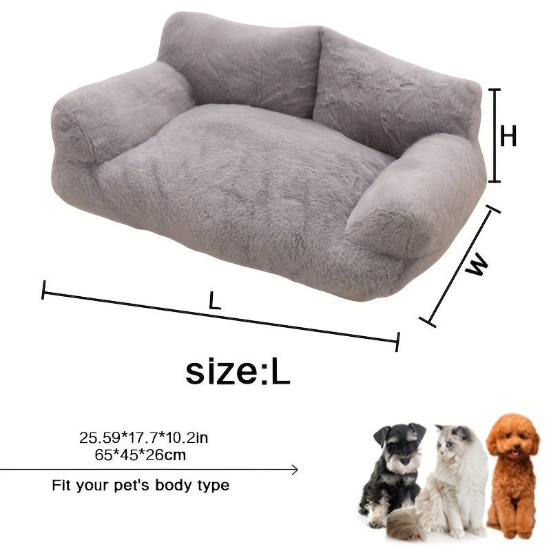 Fluffy Plush Pet Sofa Bed – Soft Calming Couch for Cats & Dogs