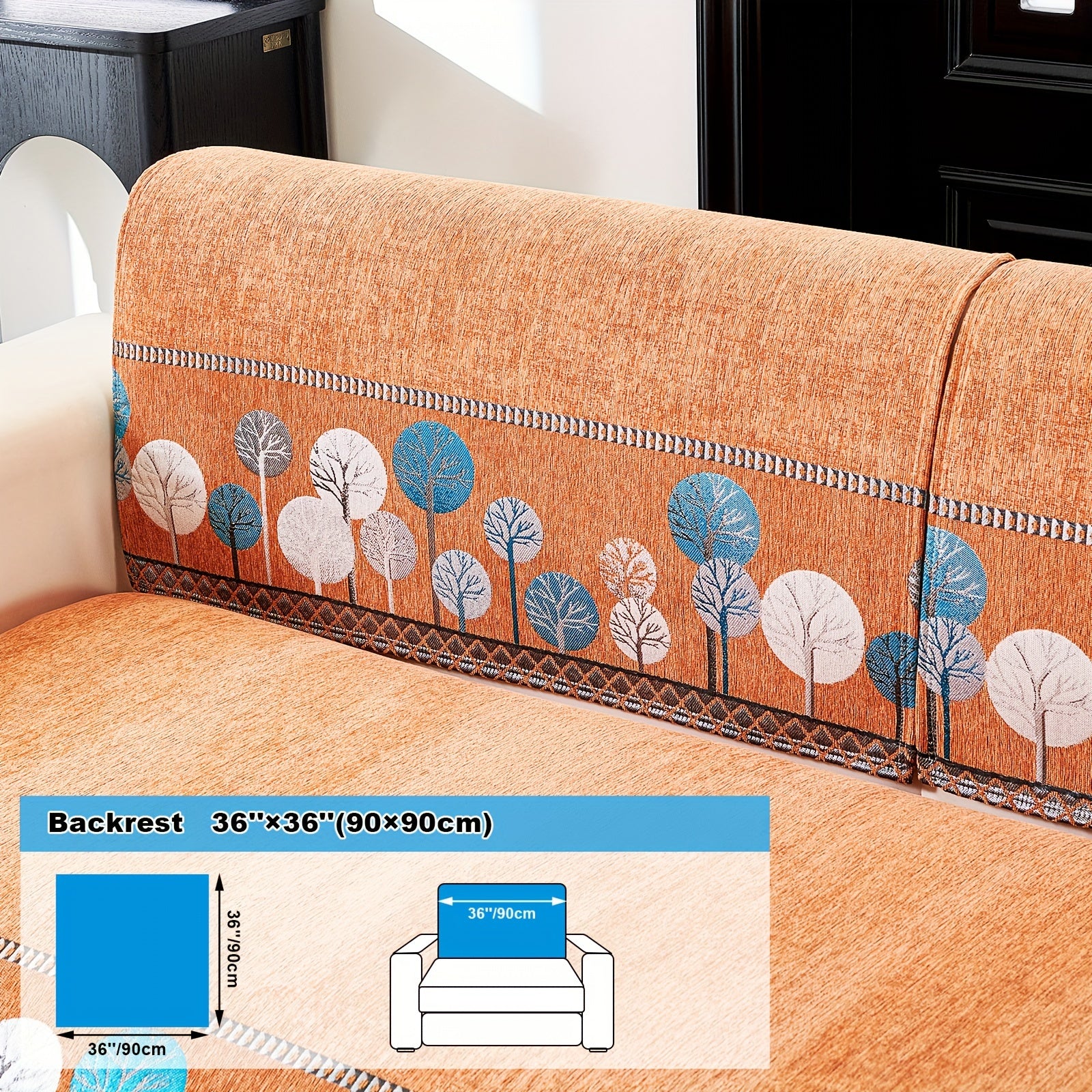 Bohemia Chenille Sofa Cover Geometric Embroidery & Pet-Friendly